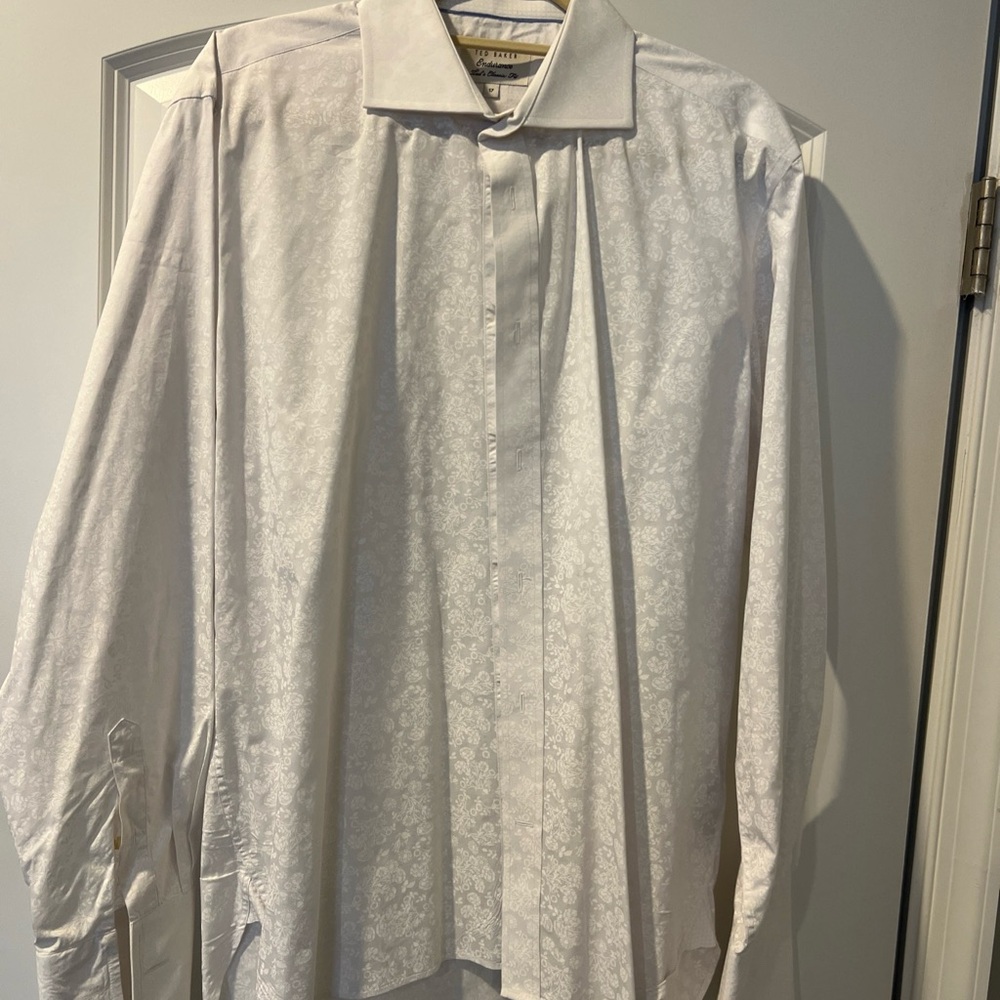 Ted Baker London Mens Floral Print Long Sleeve Dress Shirt Size Neck 17